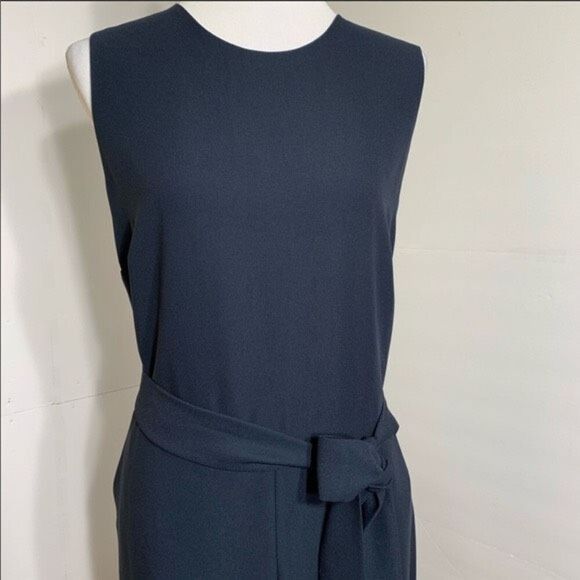 Banana Republic Tapered Leg Sleeveless Belted‎ Jumpsuit Preppy Pockets Navy 4 - Picture 4 of 16
